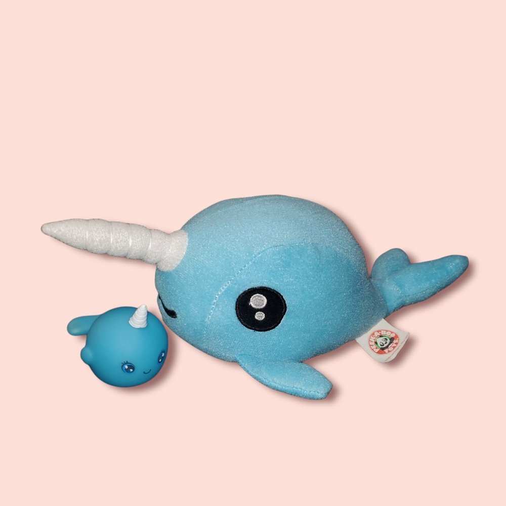 Peek-A-Boo Toys Narwhal with Rubber Ducky Narwhal Friend